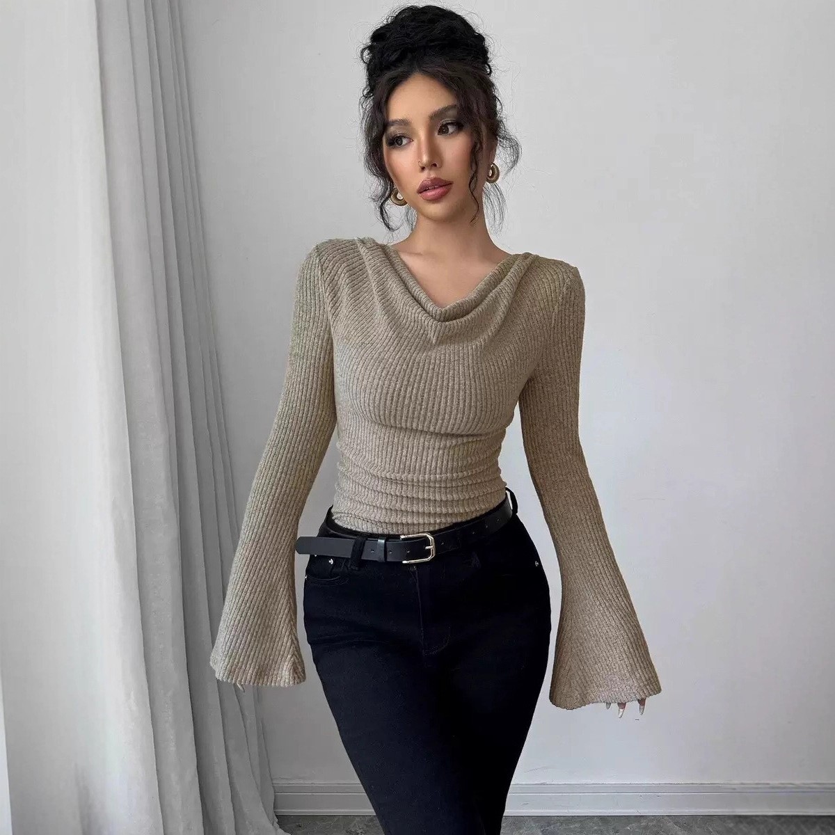 Women's Blouse Longsleeve Soli - Blouse Off Shoulder のレビューと価格