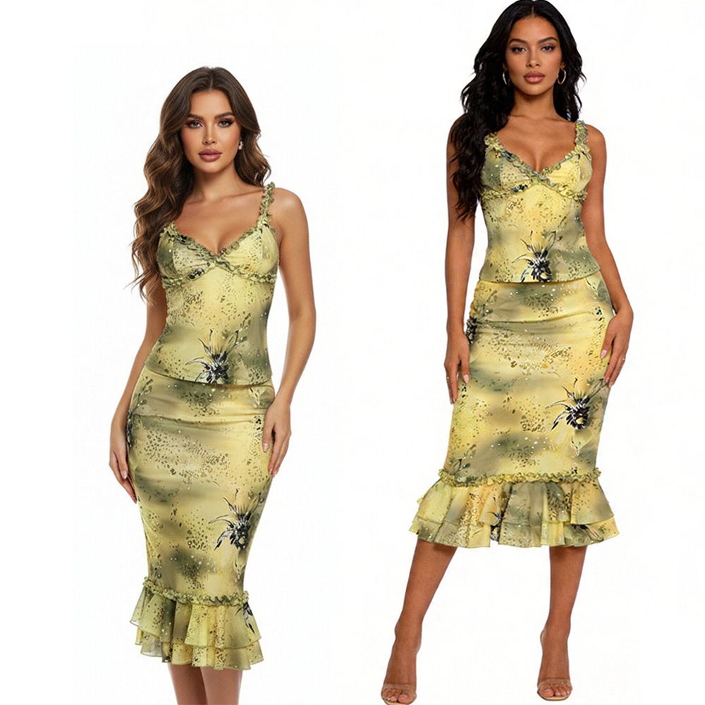 Women's Dress 2 Piece Floral P - Midi Skirt Floral のレビューと価格
