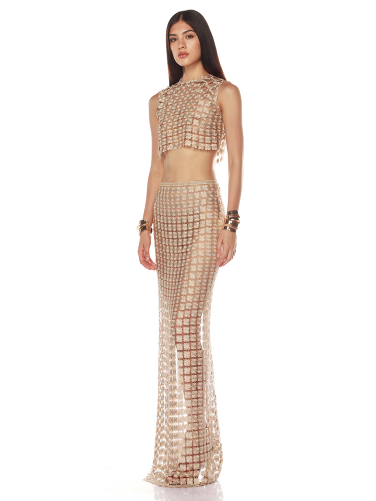 VC Stylish Beige Sleeveless Cr - Crop Top Crochet のレビューと価格