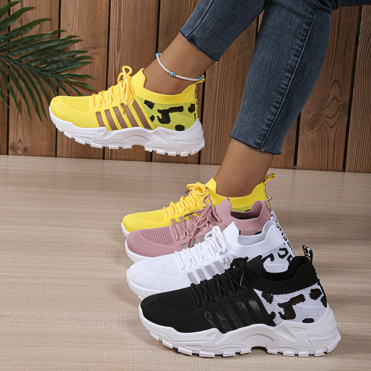 Leopard Print Knit Women's Sne - Wedge Espadrille Women のレビューと価格