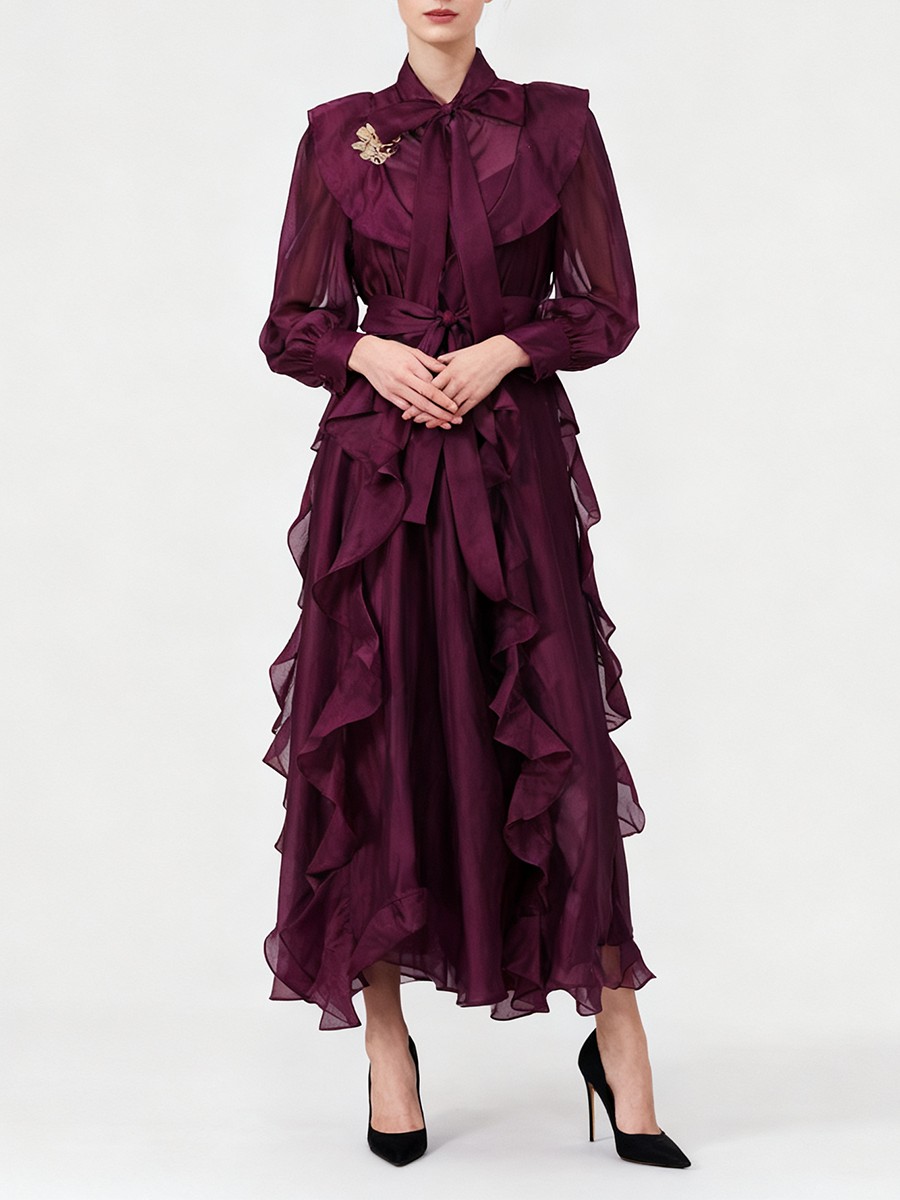TWOTWINSTYLE Solid Spliced Ruf - Linen Dress Wrap のレビューと価格