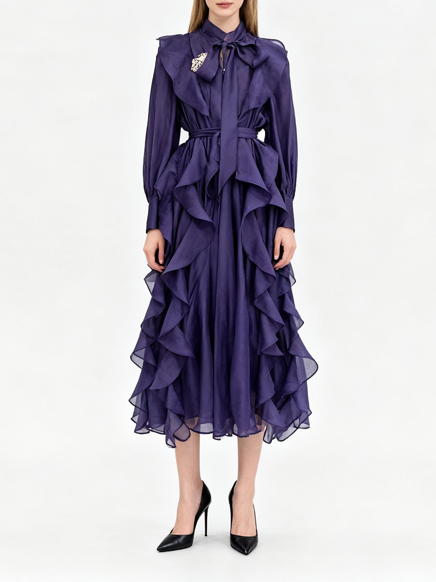 TWOTWINSTYLE Solid Spliced Ruf - Linen Dress Wrap のレビューと価格