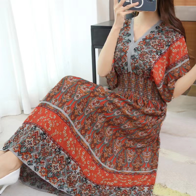 Colorful Casual Holiday Dress  - Midi Skirt Floral のレビューと価格