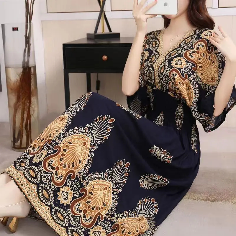 Colorful Casual Holiday Dress  - Midi Skirt Floral のレビューと価格