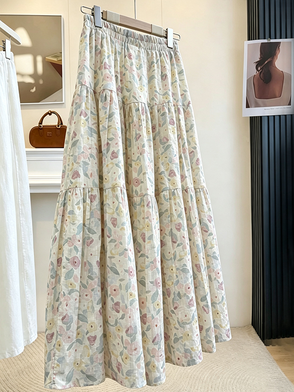 Summer Floral Print A-Line Mid - Midi Skirt Floral のレビューと価格