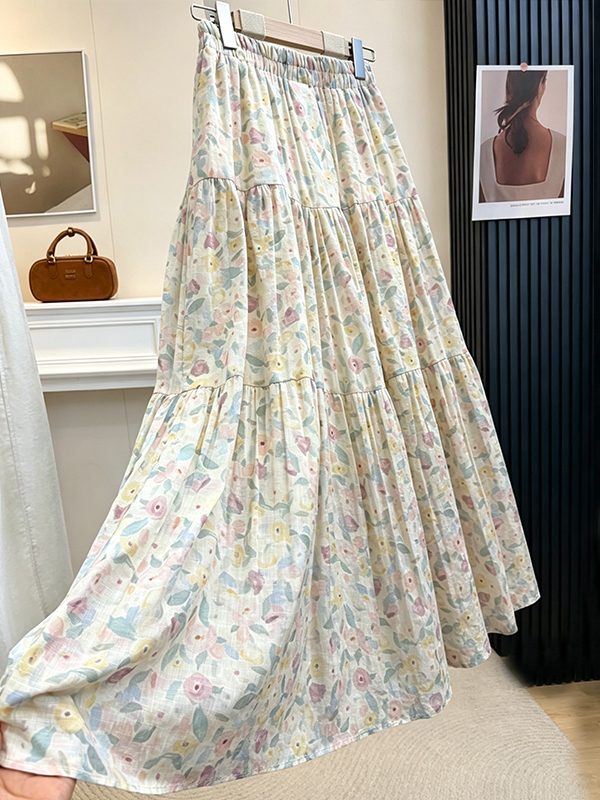 Summer Floral Print A-Line Mid - Midi Skirt Floral のレビューと価格