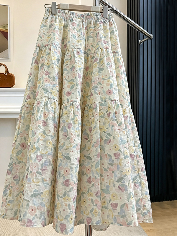Summer Floral Print A-Line Mid - Midi Skirt Floral のレビューと価格