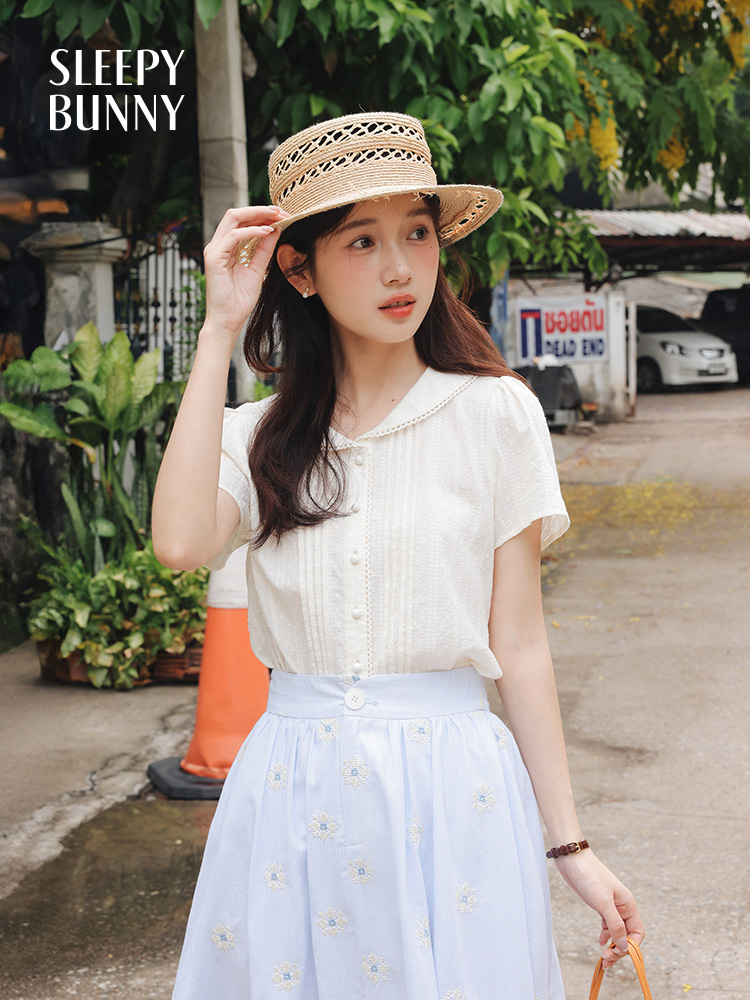 Vintage White Shirt Floral Emb - Midi Skirt Floral のレビューと価格