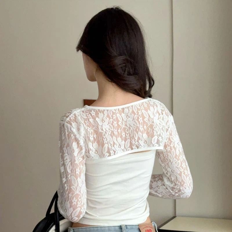 Sexy Hollow Out See Through La - Crop Top Crochet のレビューと価格