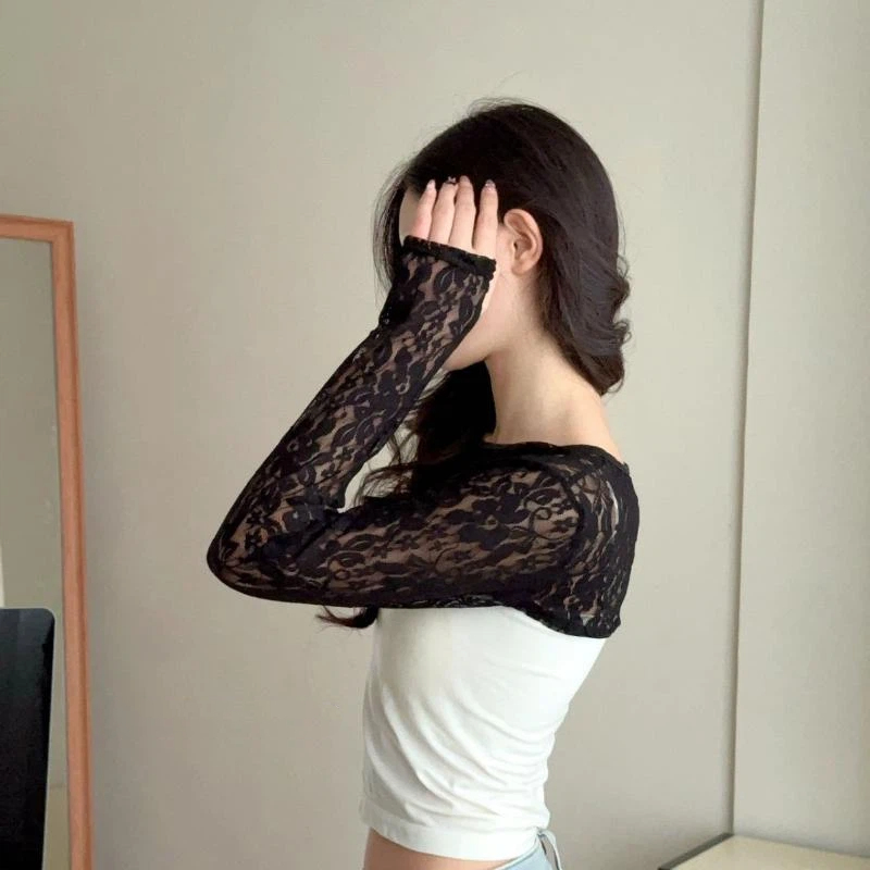 Sexy Hollow Out See Through La - Crop Top Crochet のレビューと価格