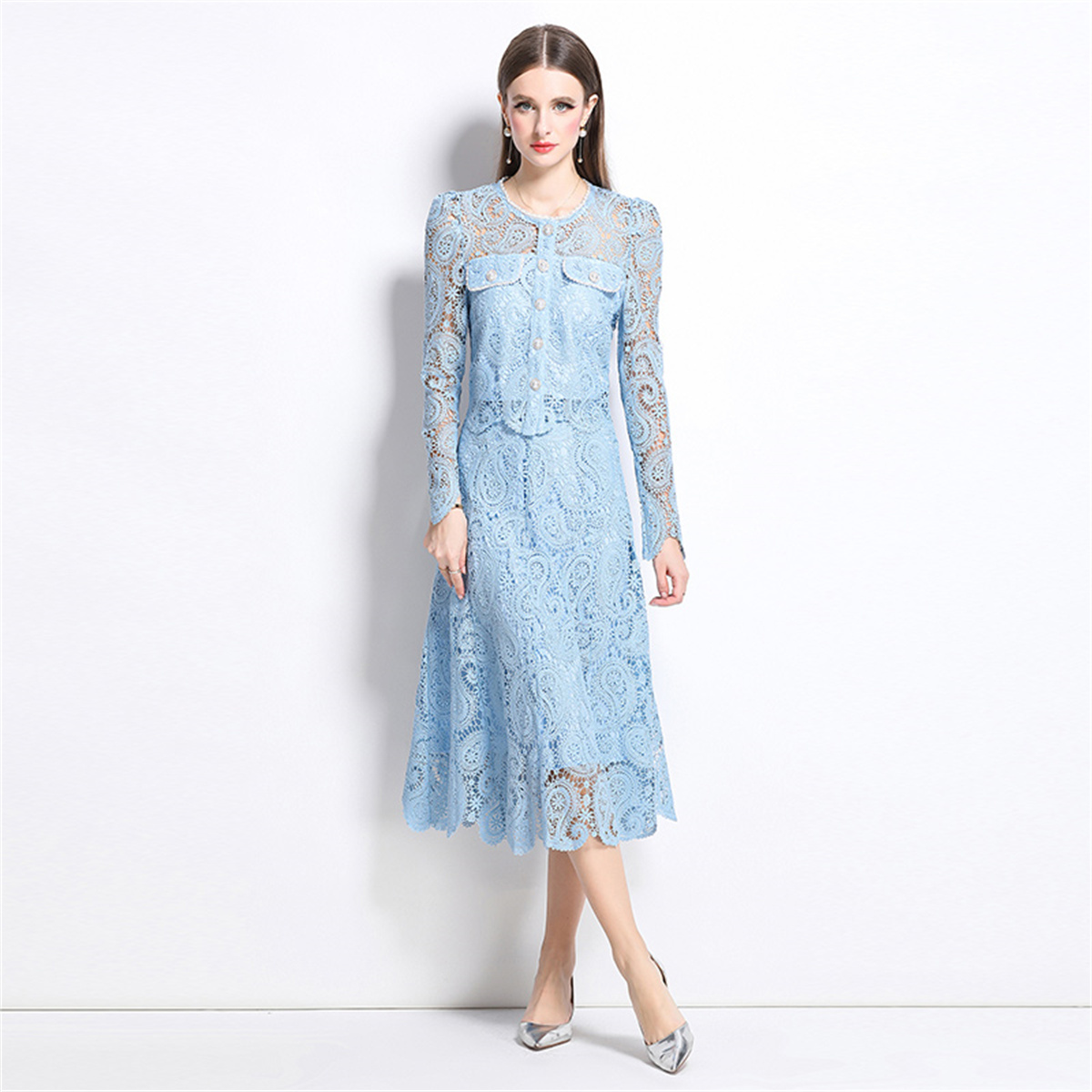 Spring Sweet Lace Flower Embro - Midi Skirt Floral のレビューと価格