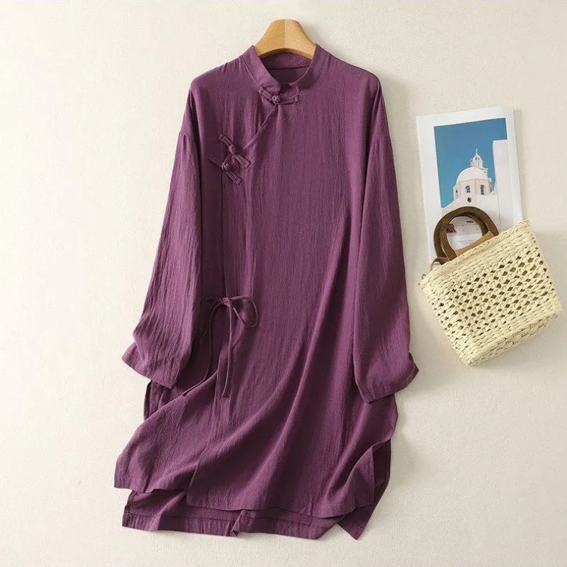Women's Chinese Style Frog But - Linen Dress Wrap のレビューと価格