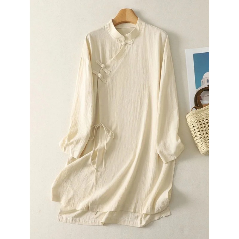 Women's Chinese Style Frog But - Linen Dress Wrap のレビューと価格