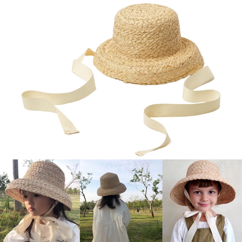 Handwoven Kids Straw  Cap Girl - Hat Floppy Wide のレビューと価格