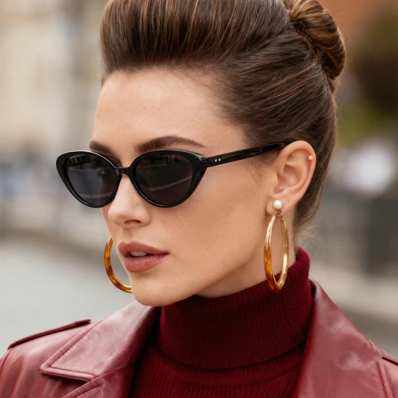 Rivets Brown Fashion Cat Eye S - Sunglasses Cat Eye のレビューと価格