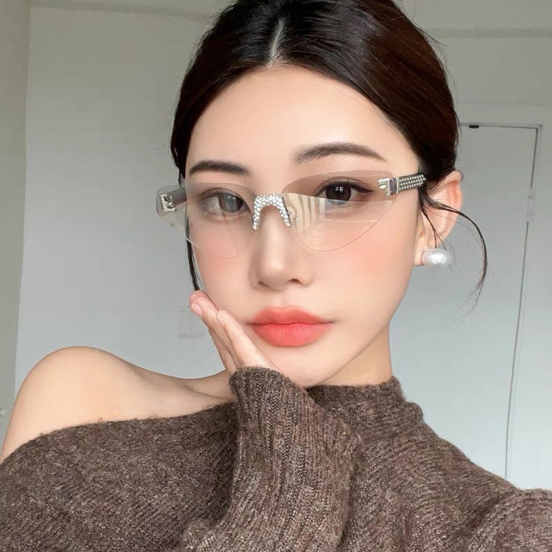 Women's Sexy Cat Eye Rimless R - Sunglasses Cat Eye のレビューと価格