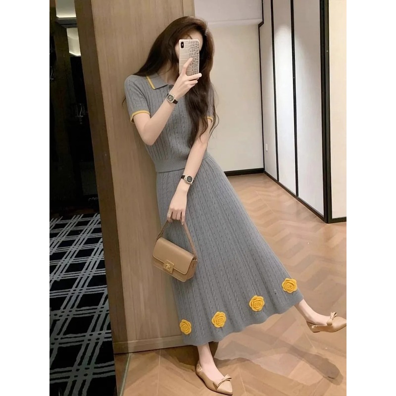 Women's Floral Knit Two Piece  - Midi Skirt Floral のレビューと価格