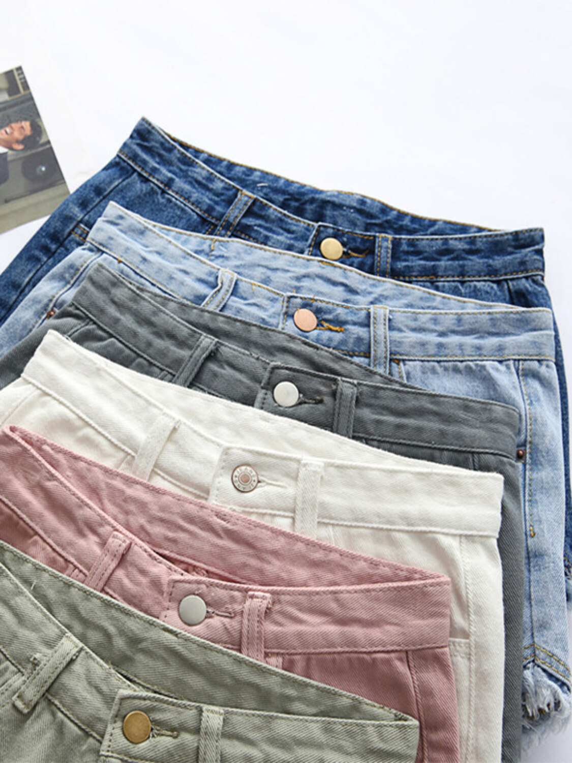 Women's High Waist Denim Short - Shorts Denim Frayed のレビューと価格