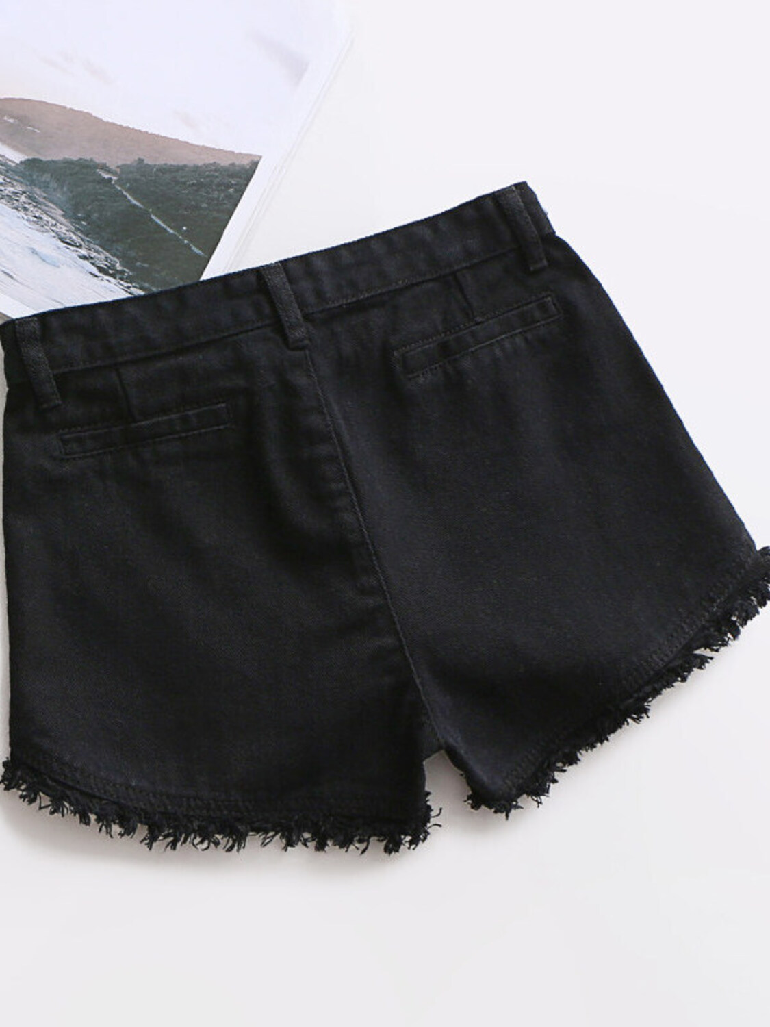 Women's High Waist Denim Short - Shorts Denim Frayed のレビューと価格