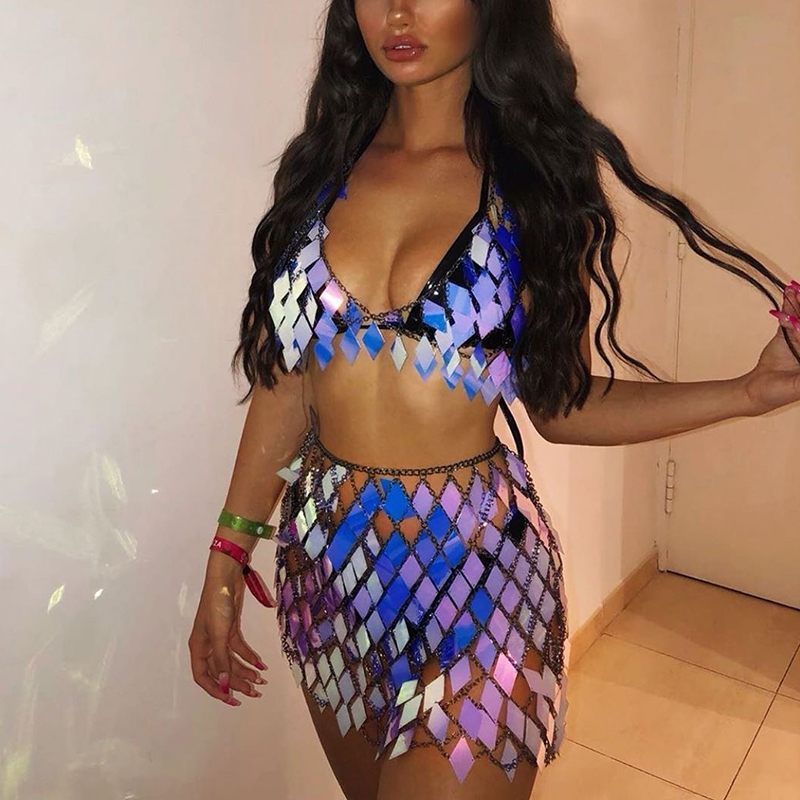 FestivalQueen Women's Sequined - Crop Top Crochet のレビューと価格