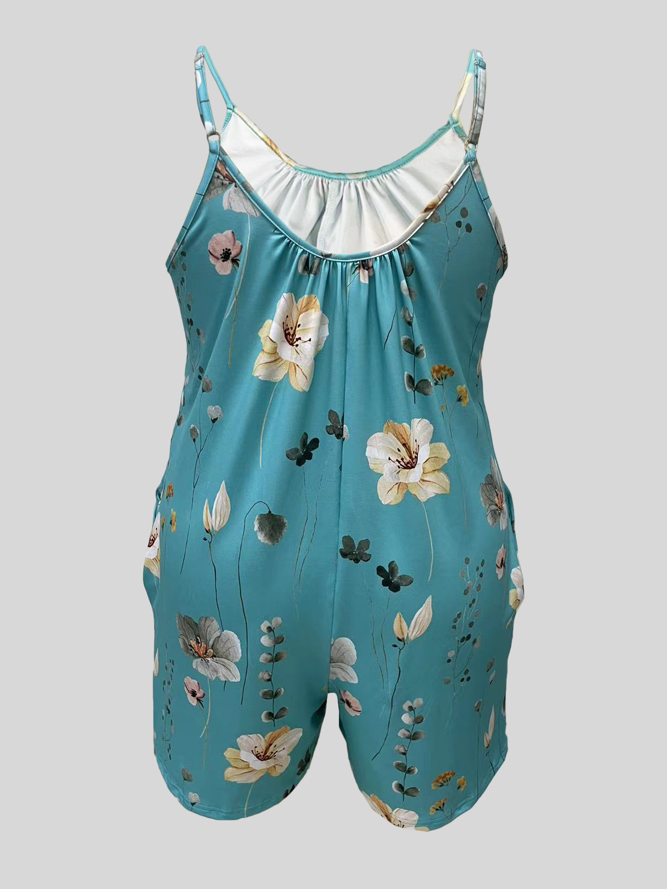 Plus Size Allover Print Cami R - Romper Floral Print のレビューと価格