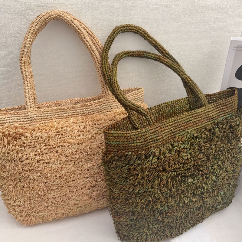 Raffia Hand-crocheted Shoulder - Crochet Bag Raffia のレビューと価格