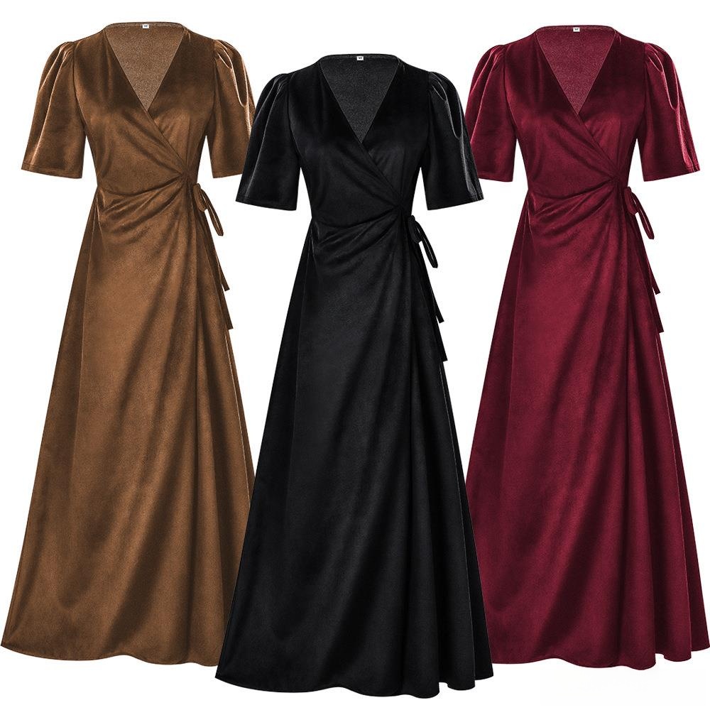 Ladies Long V-Neck Wrap Slim P - Linen Dress Wrap のレビューと価格