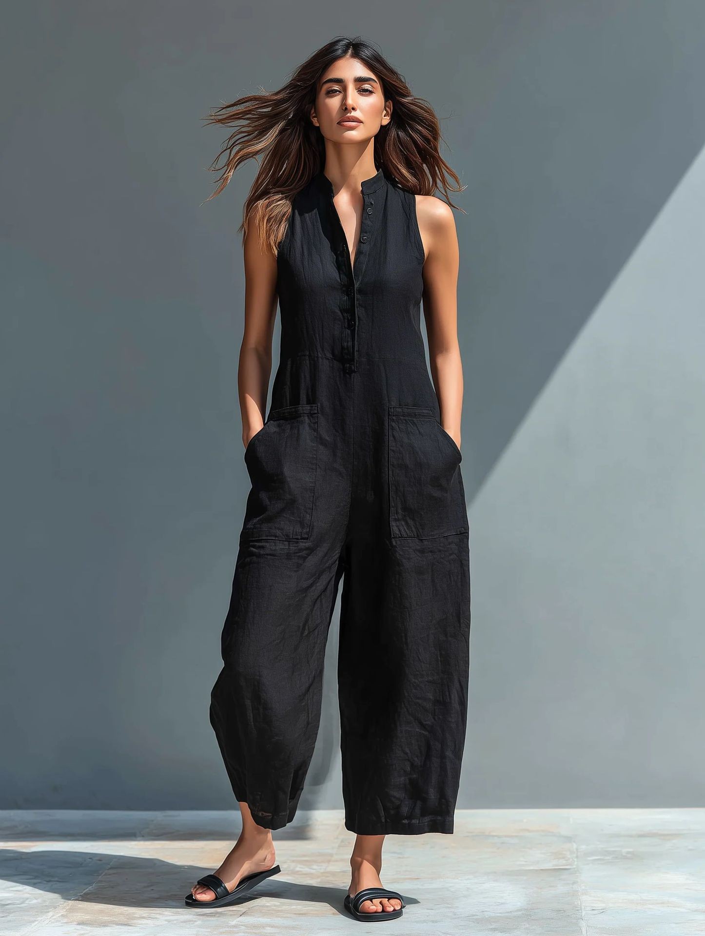 Summer Women's Clothing Sleeve - Jumpsuit Linen Relaxed のレビューと価格