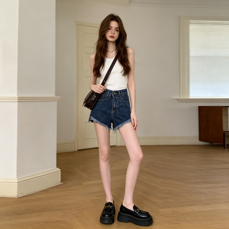 Denim Shorts Women Jeans Vinta - Shorts Denim Frayed のレビューと価格