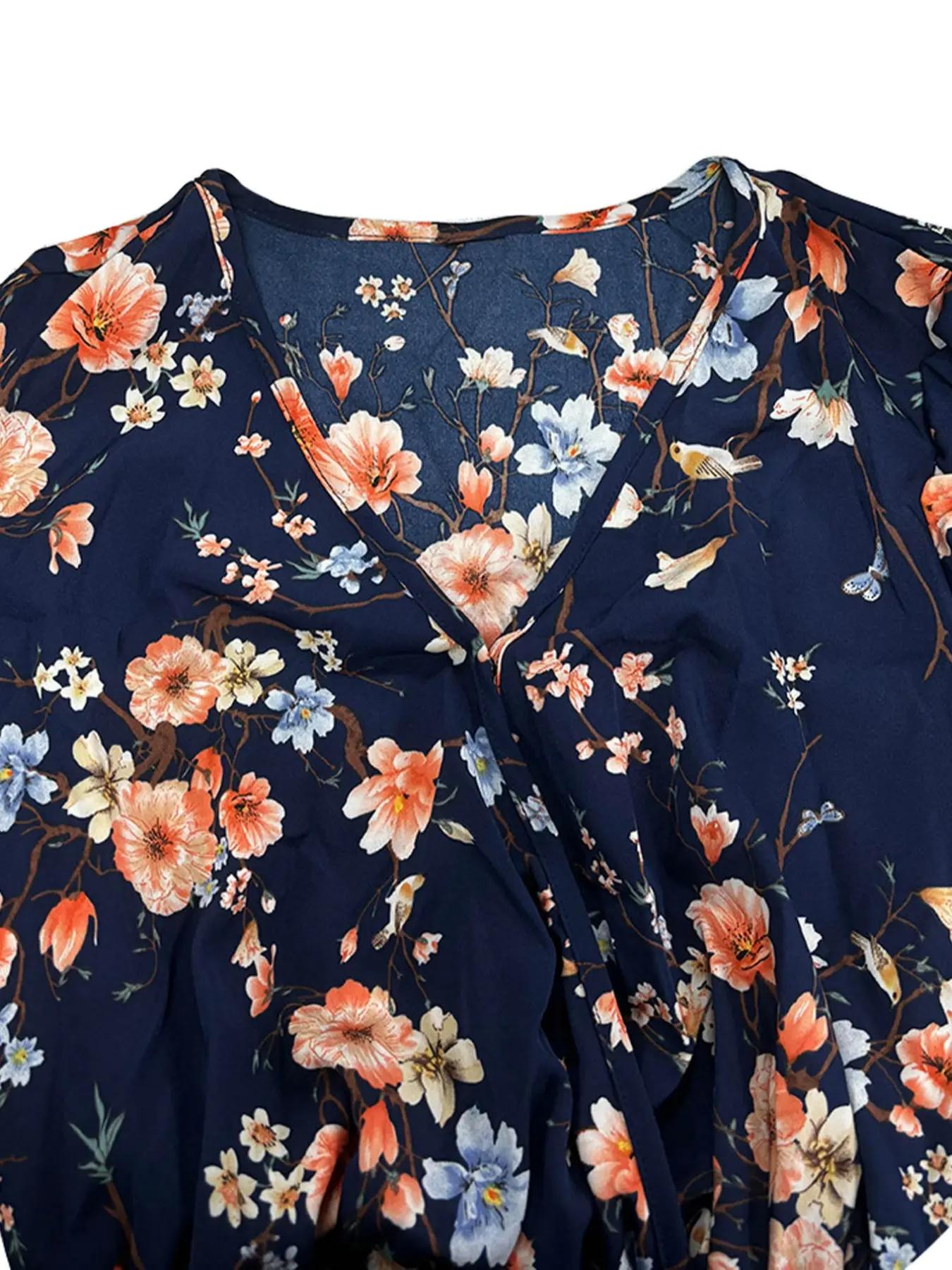 【Plus Size】 Floral Print Tie S - Romper Floral Print のレビューと価格