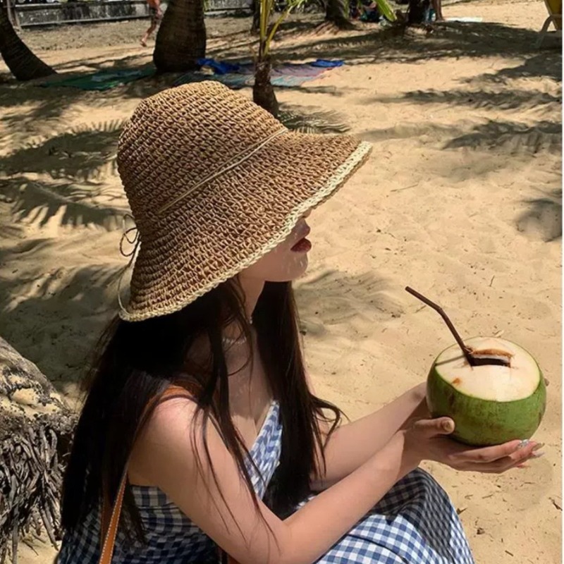 1pc Women's Summer Beach Straw - Hat Floppy Wide のレビューと価格